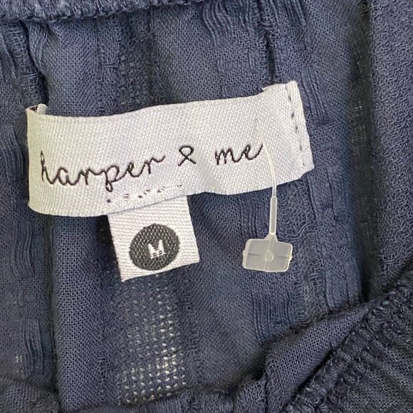 NWOT cotton navy romper - Picture 3 of 5